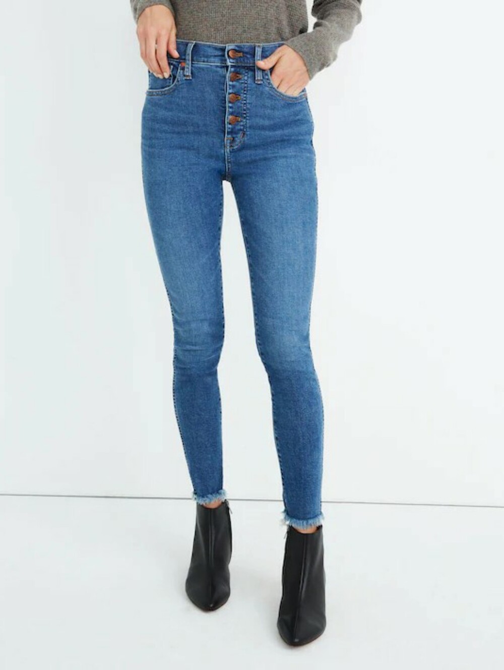 Madewell 10" High Rise Skinny Mackey Wash Button Front Jeans Size 12 31